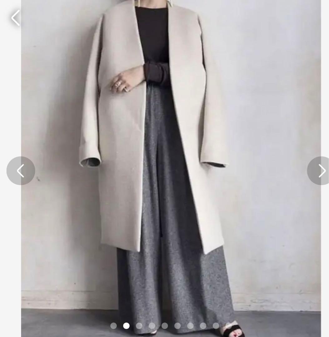 ENFOLD ウールリバーノーカラーコート　 ダブルフェイス