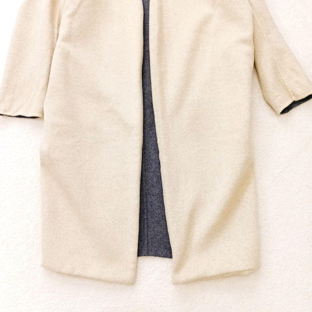 ENFOLD ウールリバーノーカラーコート　 ダブルフェイス