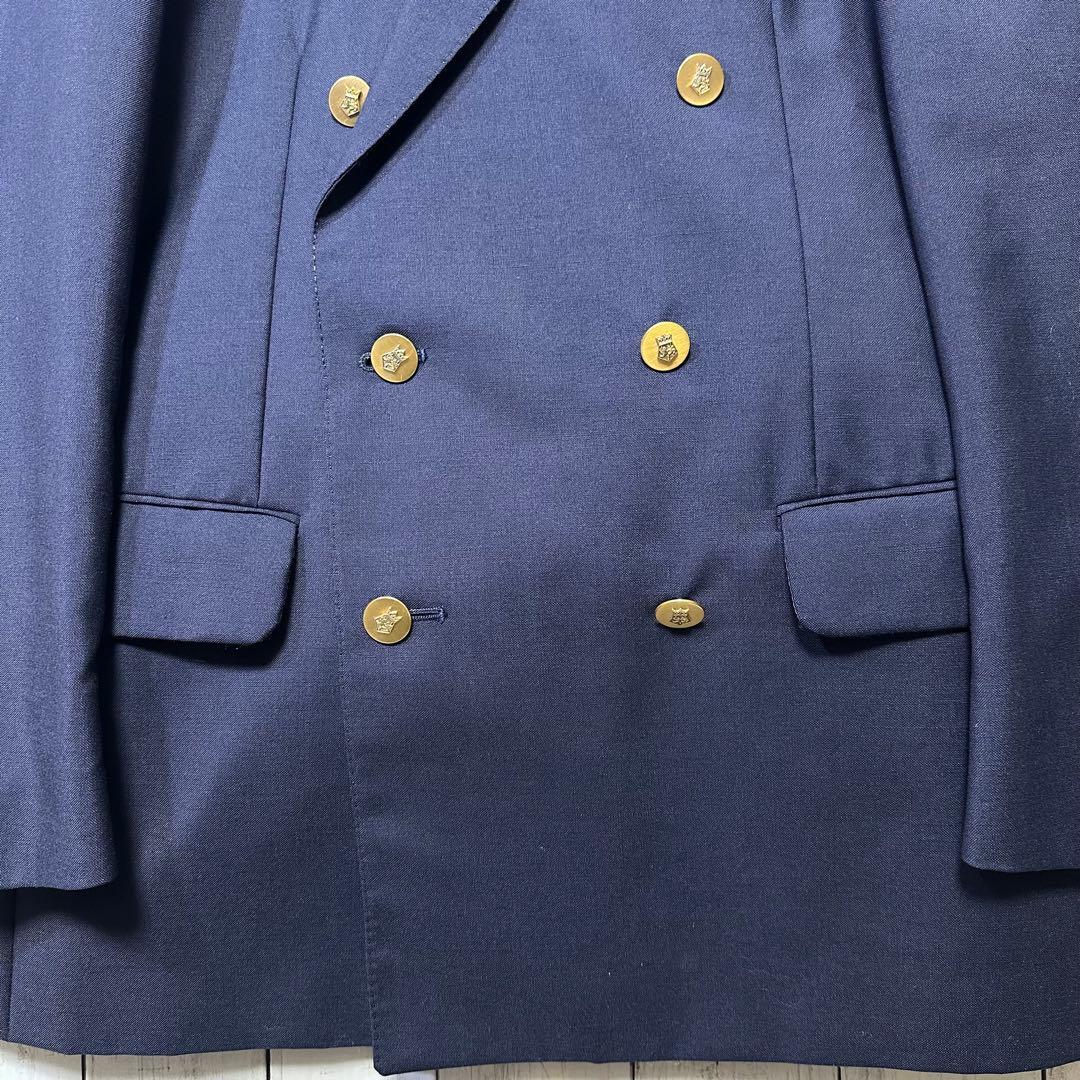 【Aquascutum☆英国製☆紺ブレ】モヘア混☆金ボタン☆M〜L ロゴ釦