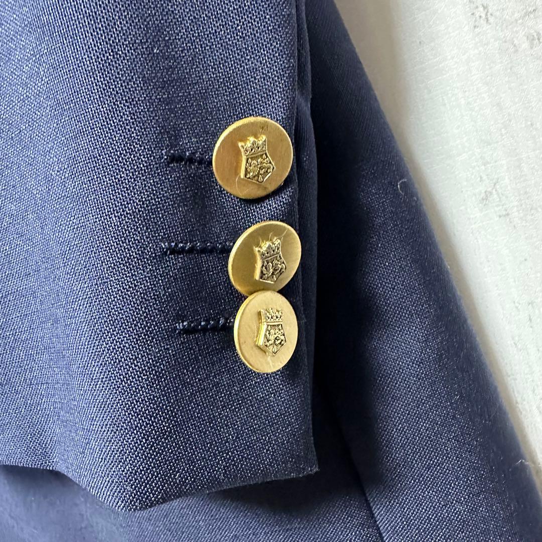 【Aquascutum☆英国製☆紺ブレ】モヘア混☆金ボタン☆M〜L ロゴ釦