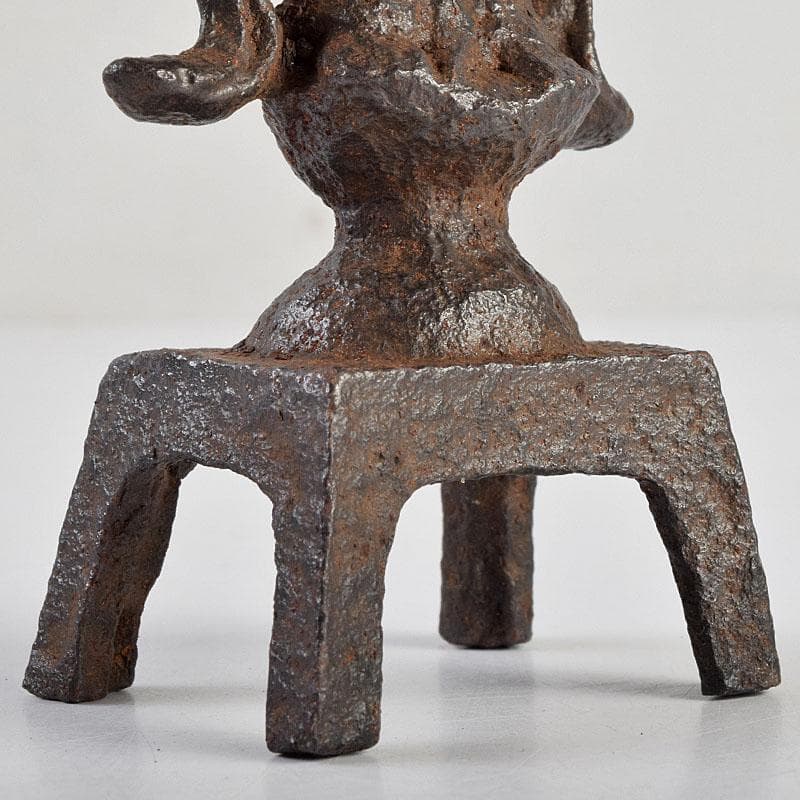 仏教美術　古鉄　観音菩薩像　仏像　置物　時代箱付　M　R9417