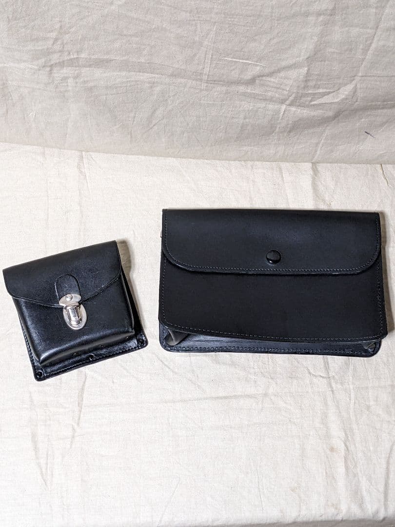 専用　昭和　白バイ　警官　交通機動隊 切符　書類　小物入 ベルト用バッグ　2点