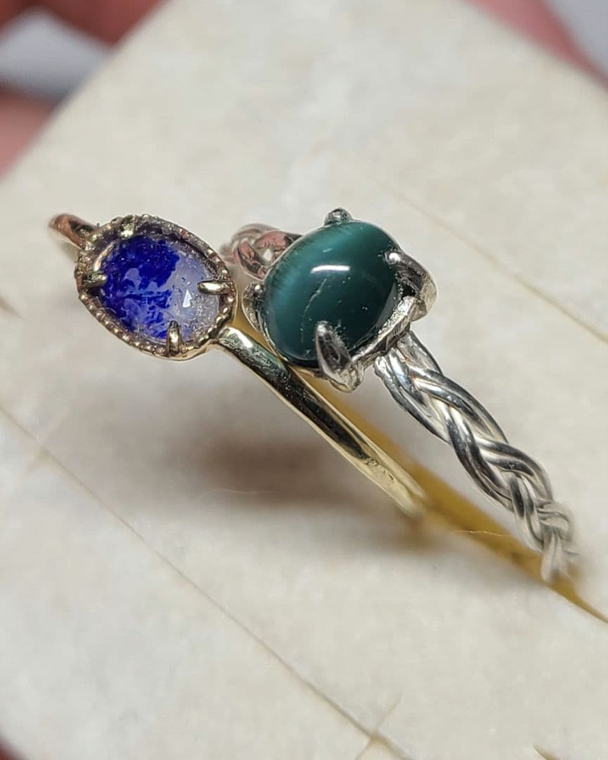 りり★トルマリンキャツアイ、ラズライトインソーダライト★リングオーダー