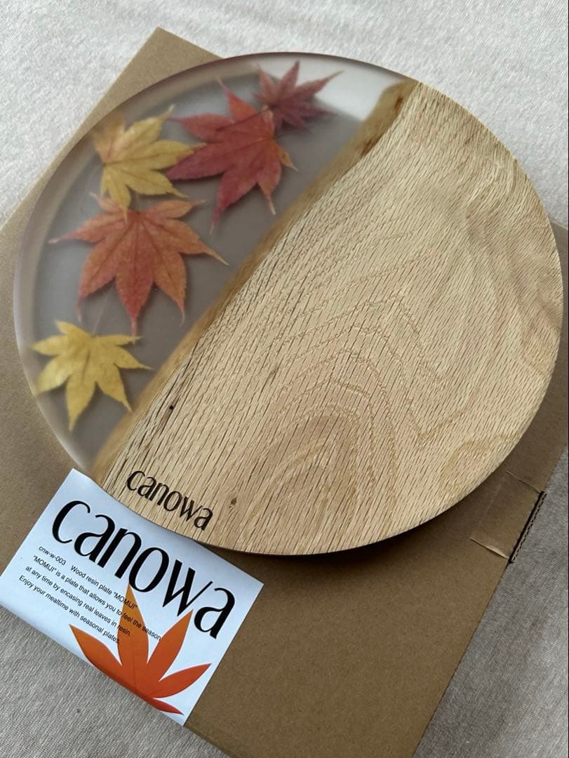 新品 canowa ウッドレジンプレート MOMIJI 紅葉 木製 食器 ボード