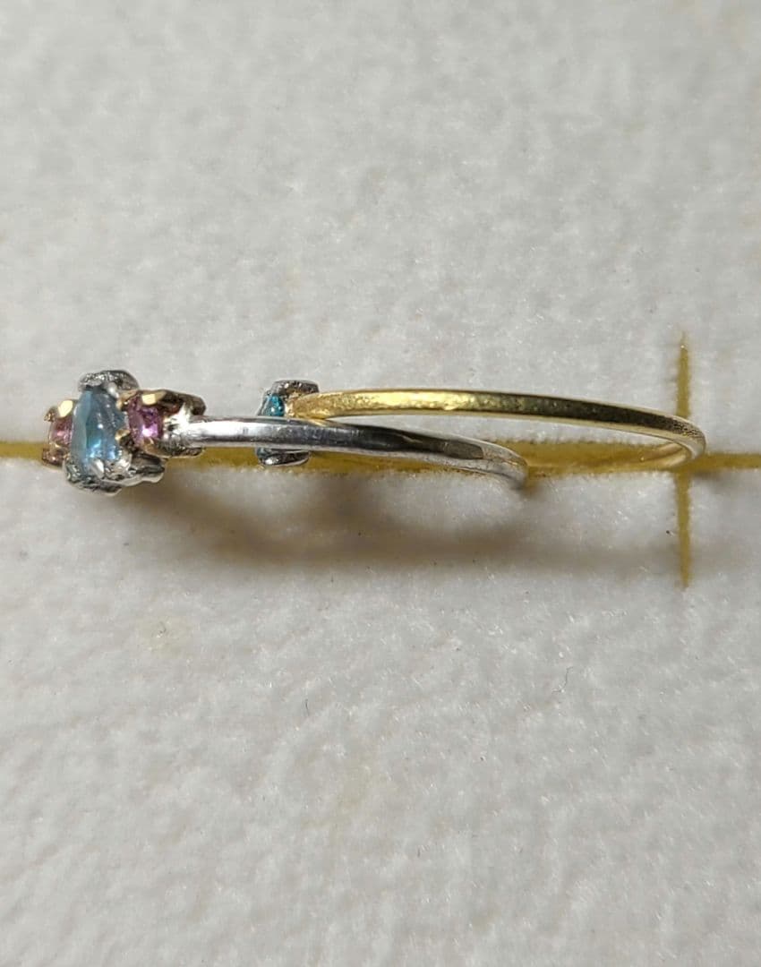 ミラノ★ブラジルバターリャパライバトルマリン2pcリング18金Pt★