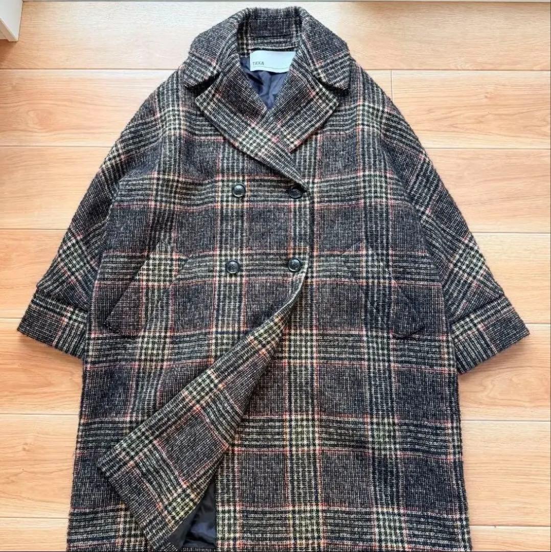 希少✨ティッカ　テントコート　アルパカ　モヘヤ　ロングコート　ダブル