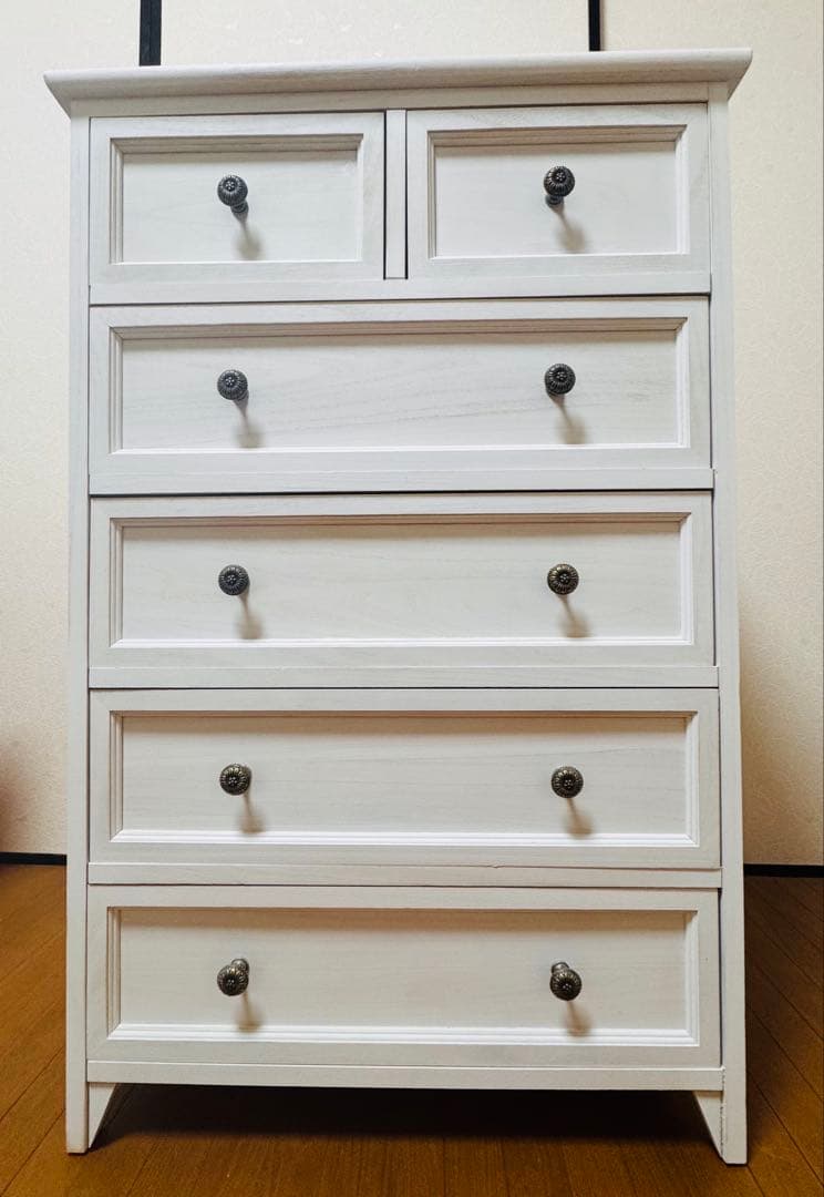 新品フレンチカントリー5段チェスト 幅60cm【静岡市引き取り5000円引き】