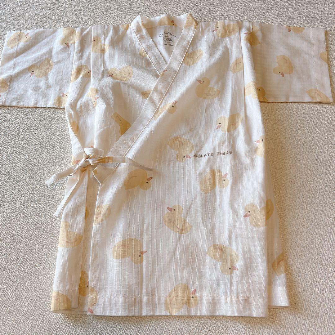 【ジェラート ピケ】【KIDS】アヒル柄　甚平セット　110〜130