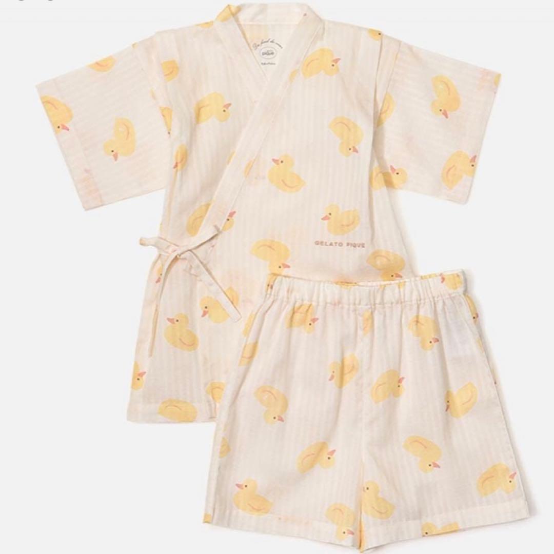 【ジェラート ピケ】【KIDS】アヒル柄　甚平セット　110〜130