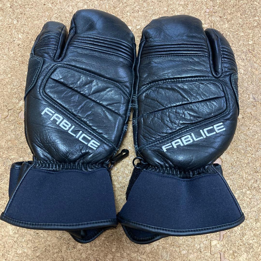 【美品】ファブリス FABLICE スキーグローブ手袋ロブスター型Lメンズ黒革