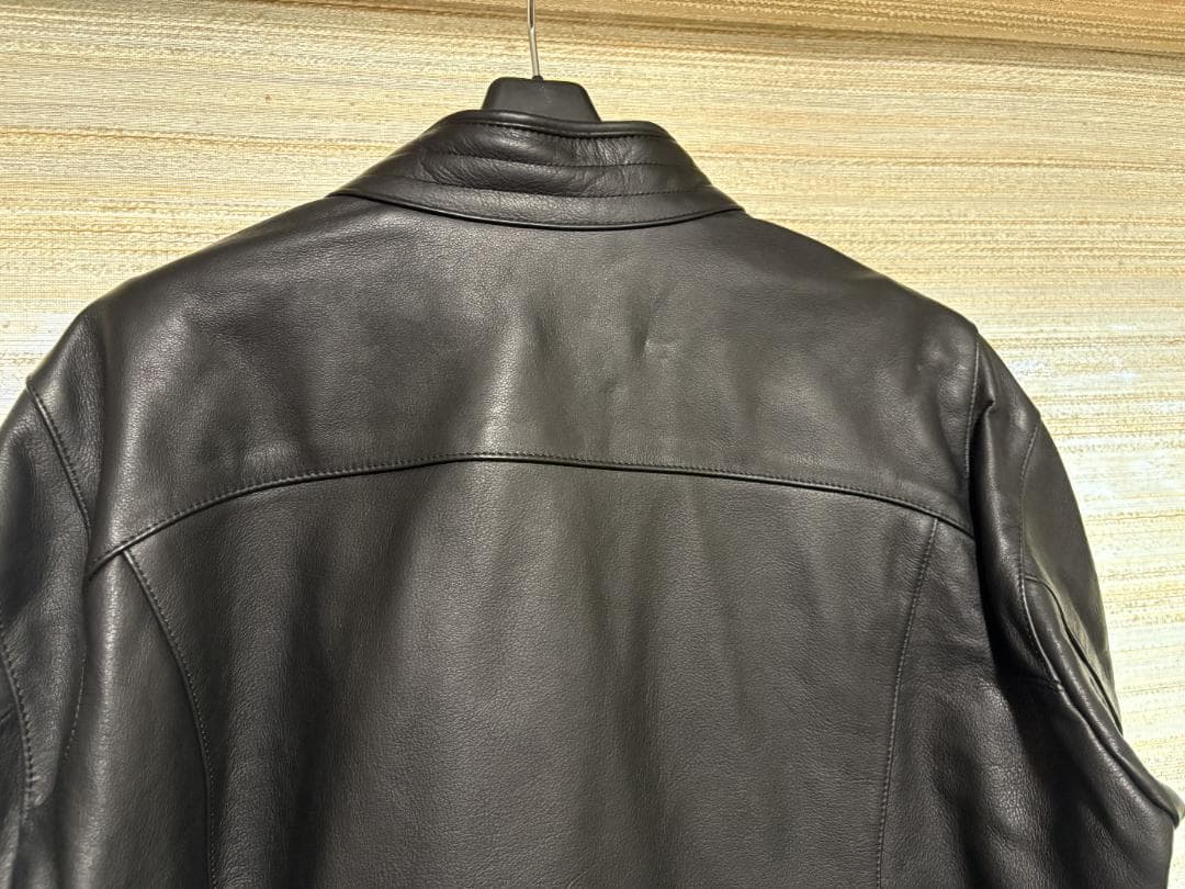  レザー バイクジャケット 黒/グレー