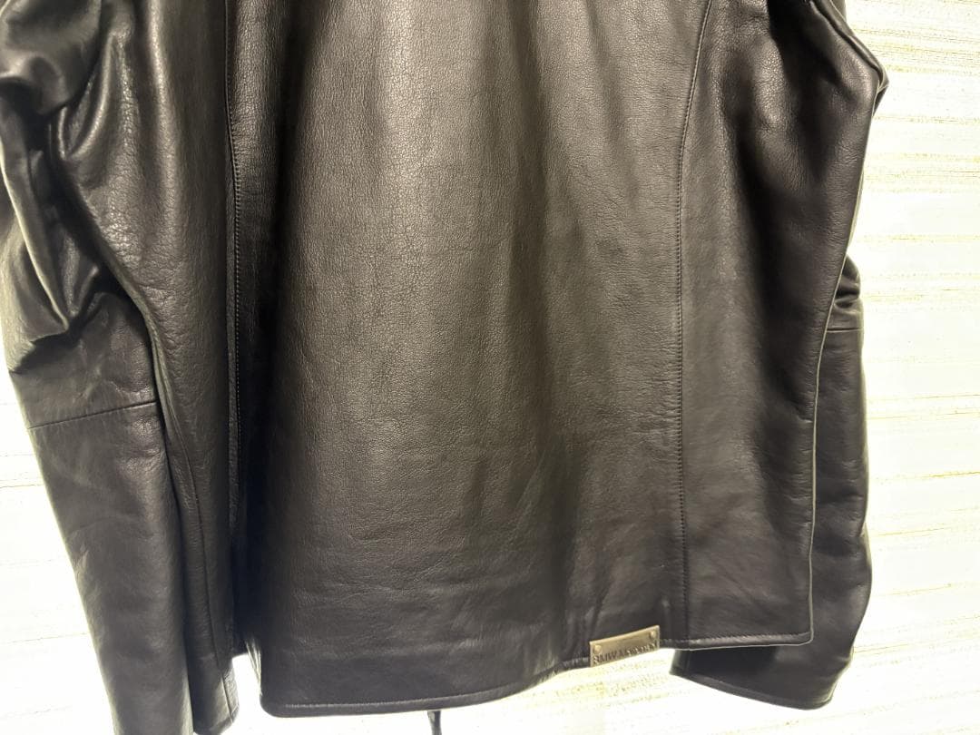  レザー バイクジャケット 黒/グレー