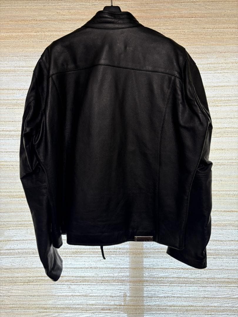  レザー バイクジャケット 黒/グレー