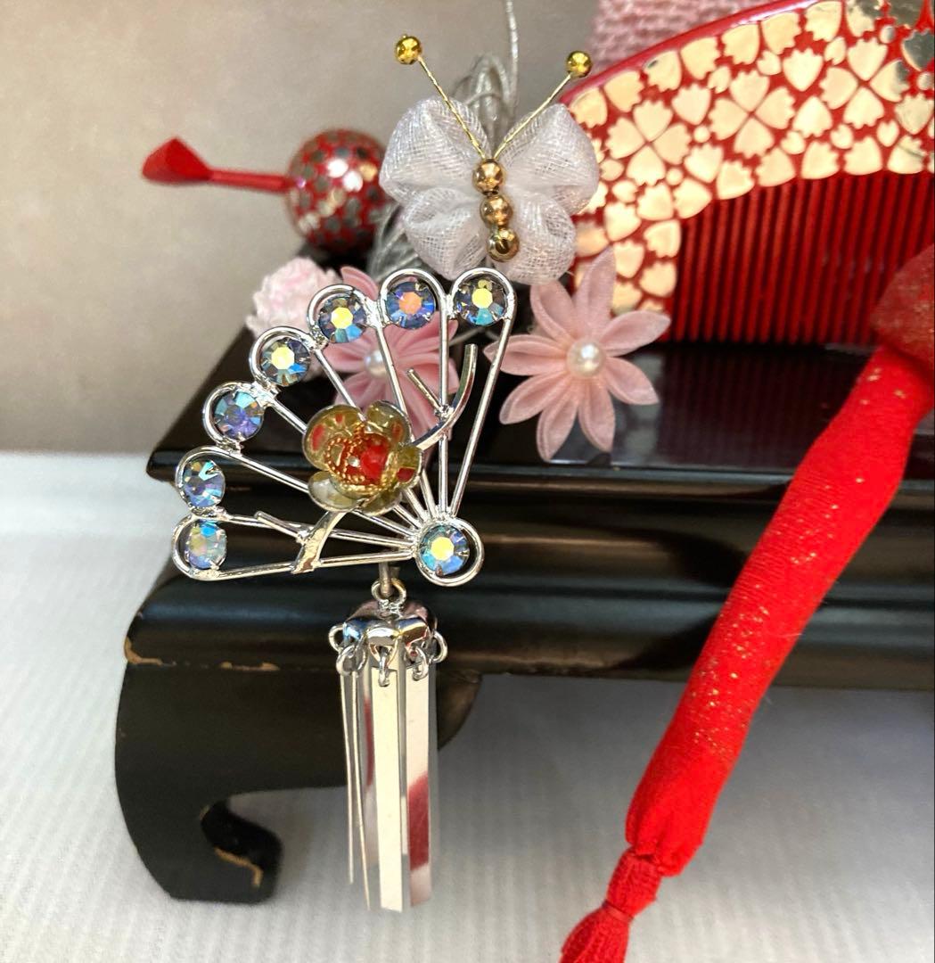 専用　七五三　舞妓簪　銀花藤下がりの簪　金属簪 櫛簪　玉簪　Uピン簪　水引簪