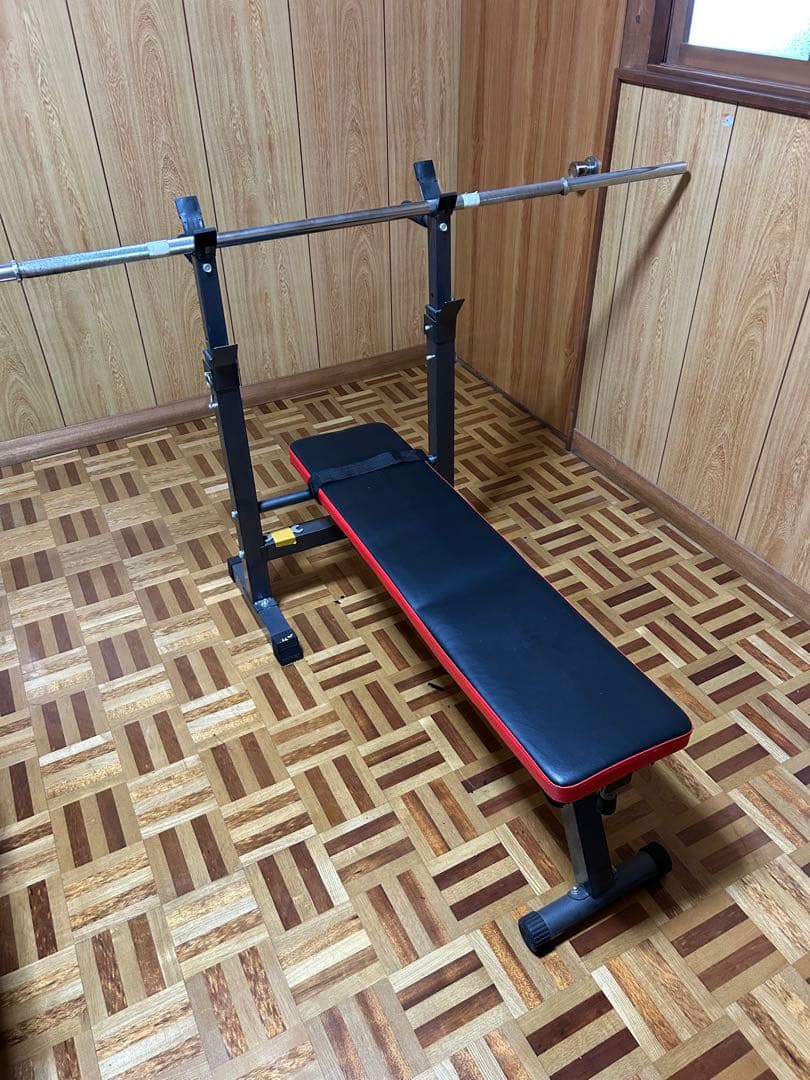 筋トレベンチ+シャフト+ウェイト15kg×2＋4kg鉄アレイ　自宅内使用 手渡し