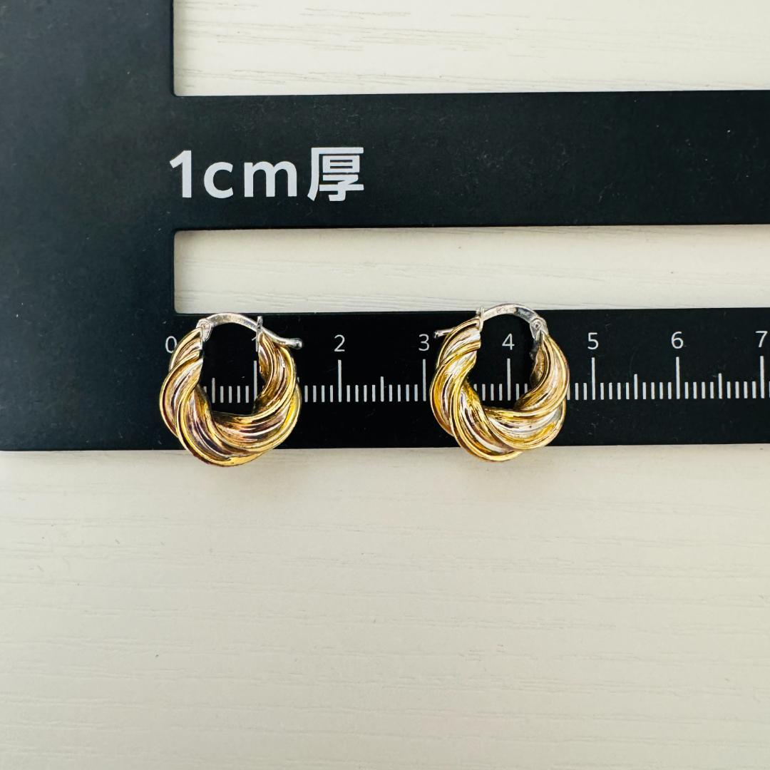 【箱付】BOTTEGA VENETA フープ　ピアス　ツイスト　Ag925