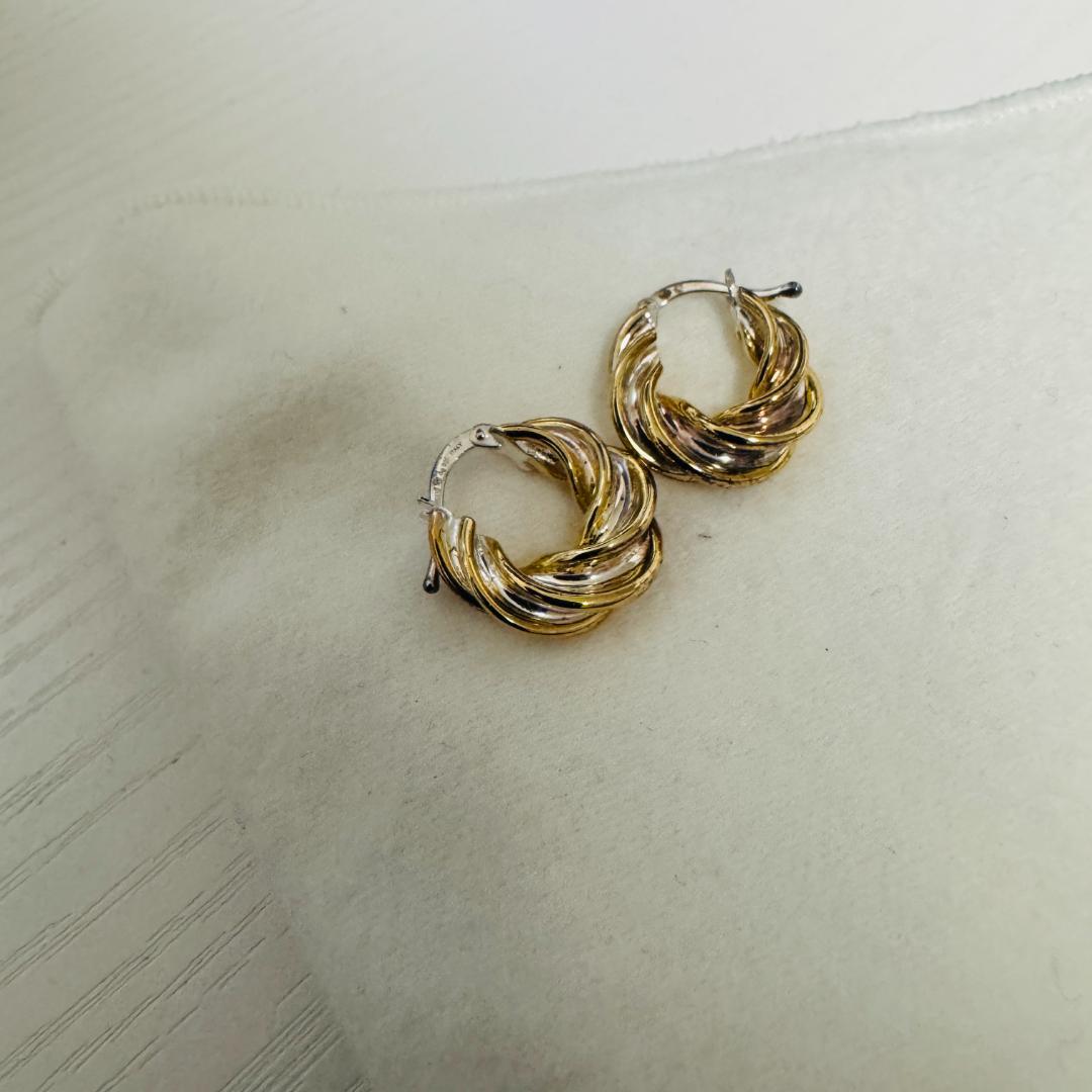 【箱付】BOTTEGA VENETA フープ　ピアス　ツイスト　Ag925