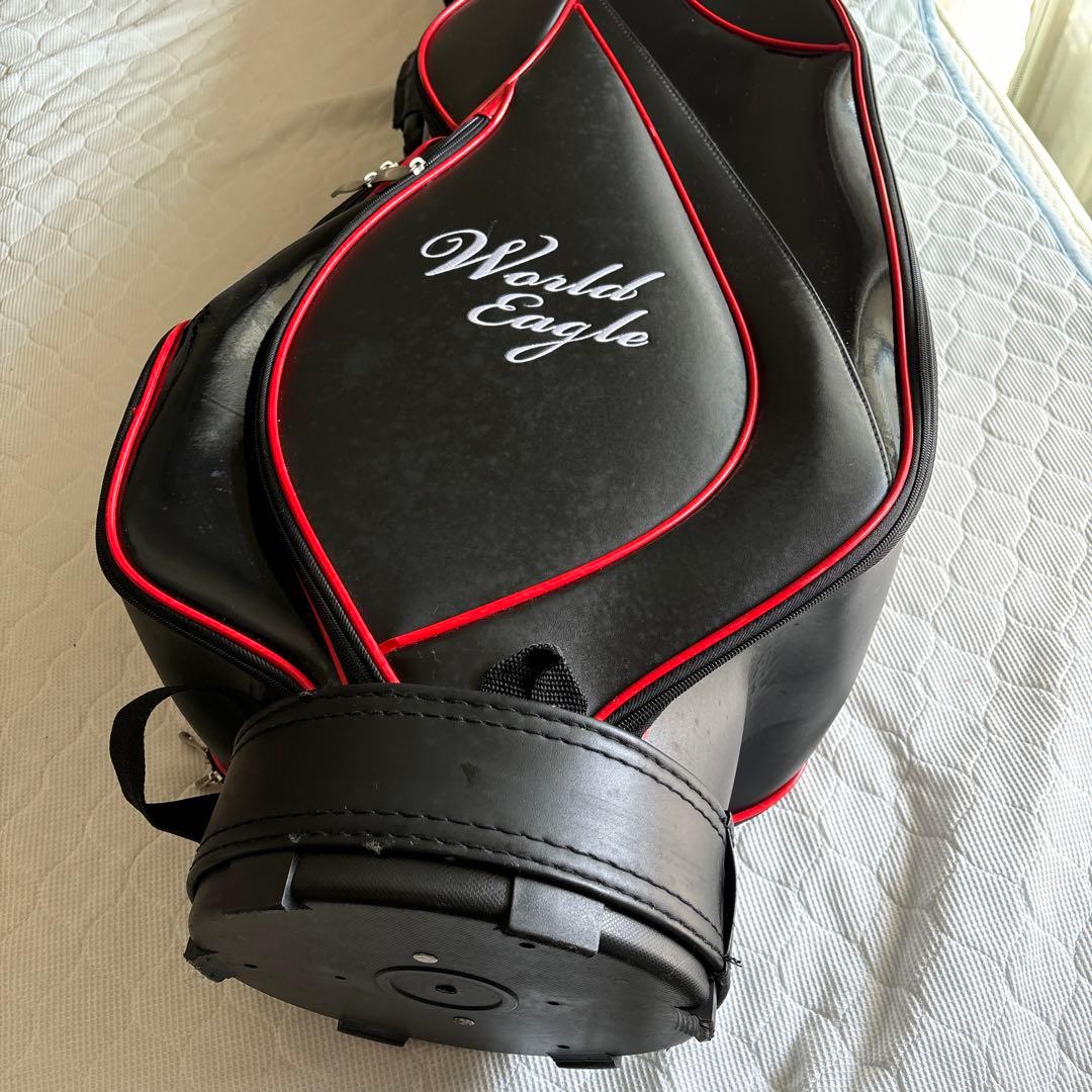 World Eagle ゴルフキャディバッグ 黒赤　ゴルフクラブつき