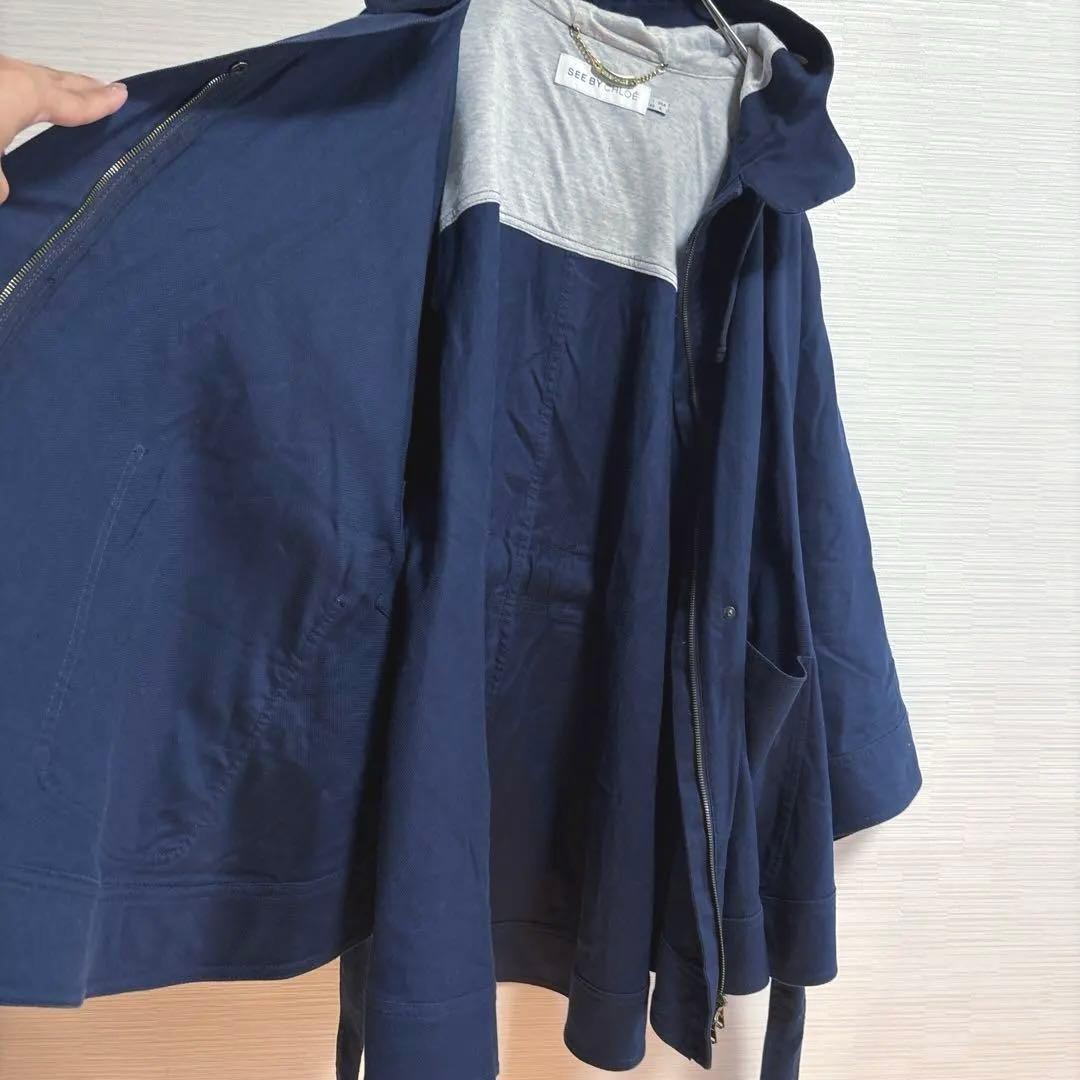 SEEBYCHLOE シーバイクロエ ケープ ポンチョ ネイビー フード付き M