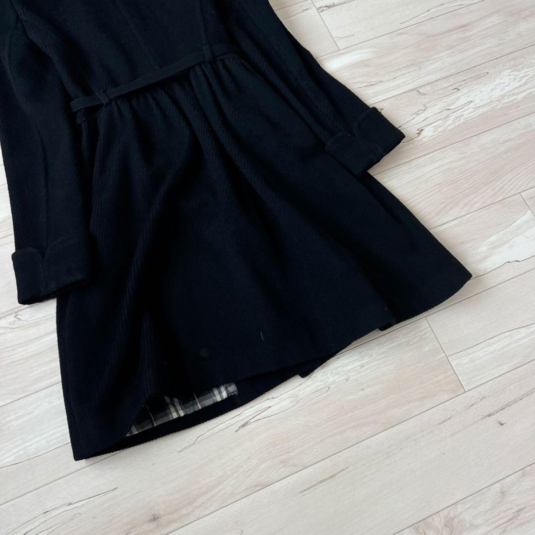 バーバリーブルーレーベル　ベルテッドコート　アンゴラ　フォックス　ロングコート