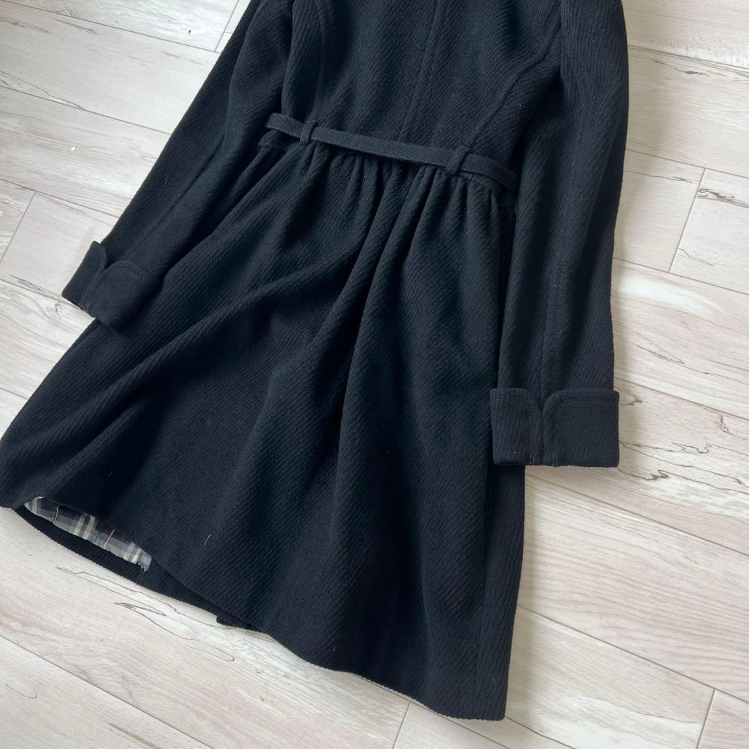 バーバリーブルーレーベル　ベルテッドコート　アンゴラ　フォックス　ロングコート