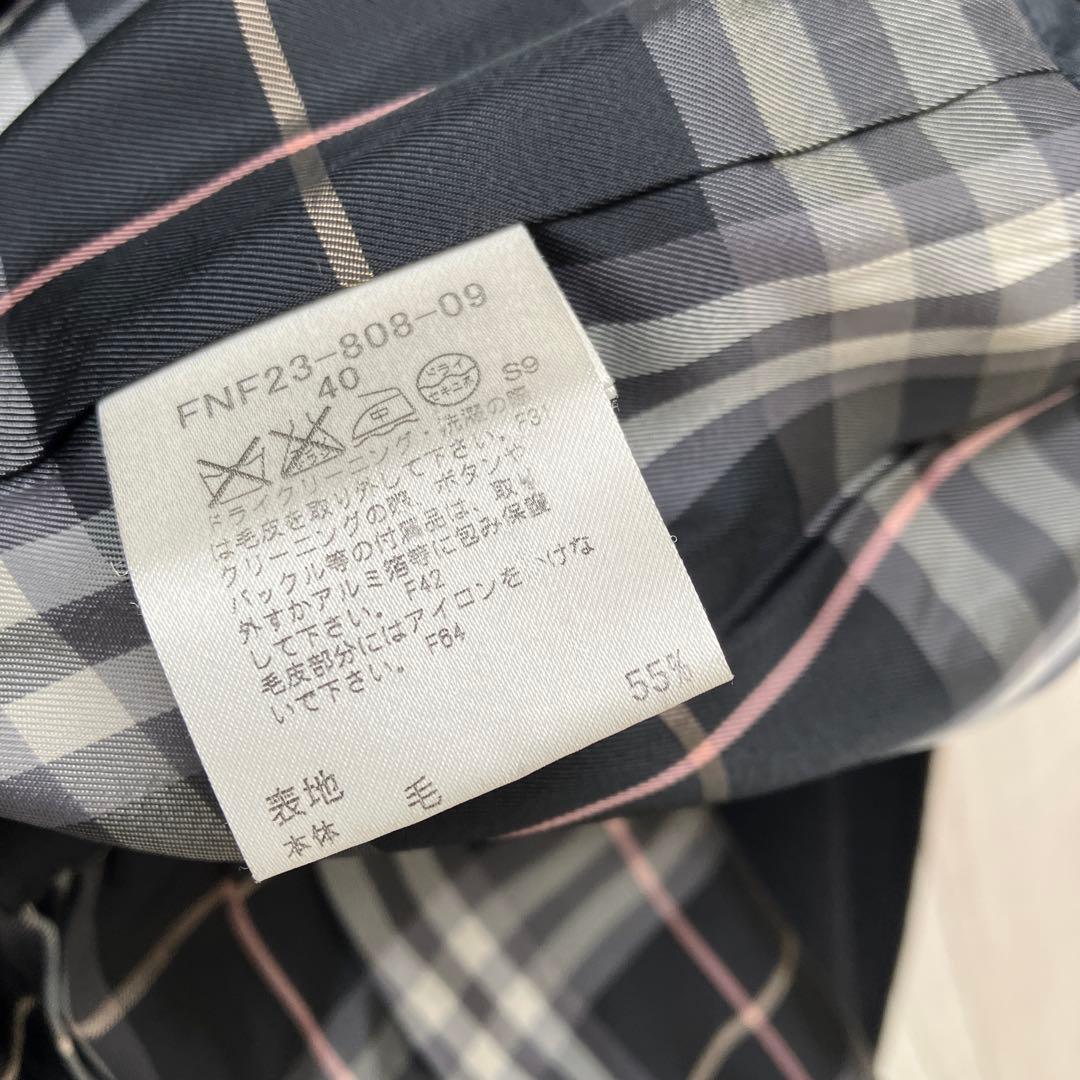 バーバリーブルーレーベル　ベルテッドコート　アンゴラ　フォックス　ロングコート