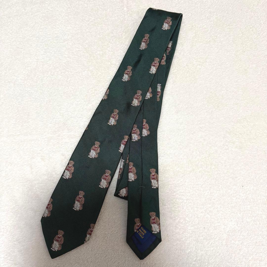 【美品レア】ラルフローレン　ポロベア ネクタイ 紺 シルク100%