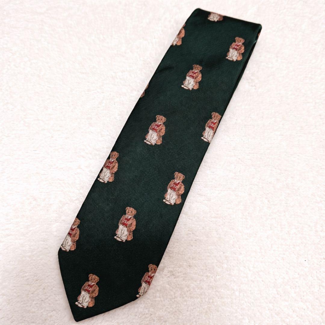 【美品レア】ラルフローレン　ポロベア ネクタイ 紺 シルク100%