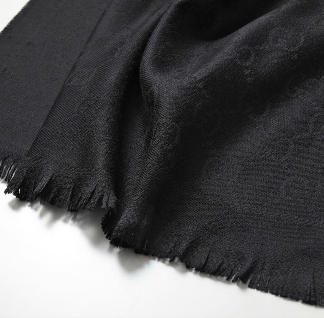 大判ブラック✨GUCCIマフラー❗️グッチマフラー　メンズ　大判　ストール