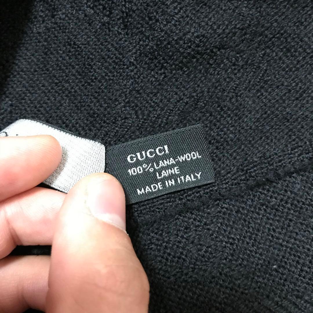 大判ブラック✨GUCCIマフラー❗️グッチマフラー　メンズ　大判　ストール