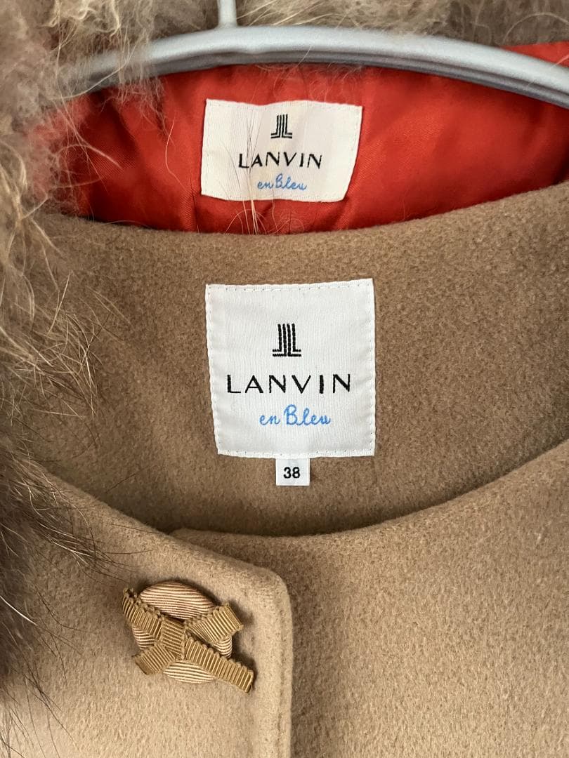 ケ*ジ様 ランバンオンブルー ファー付き ポンチョコート 38 ベージュ