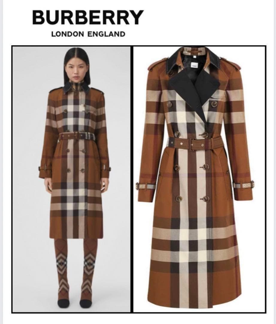 バーバリー　ウォータールー　チェック　トレンチコート　スプリングコート　36