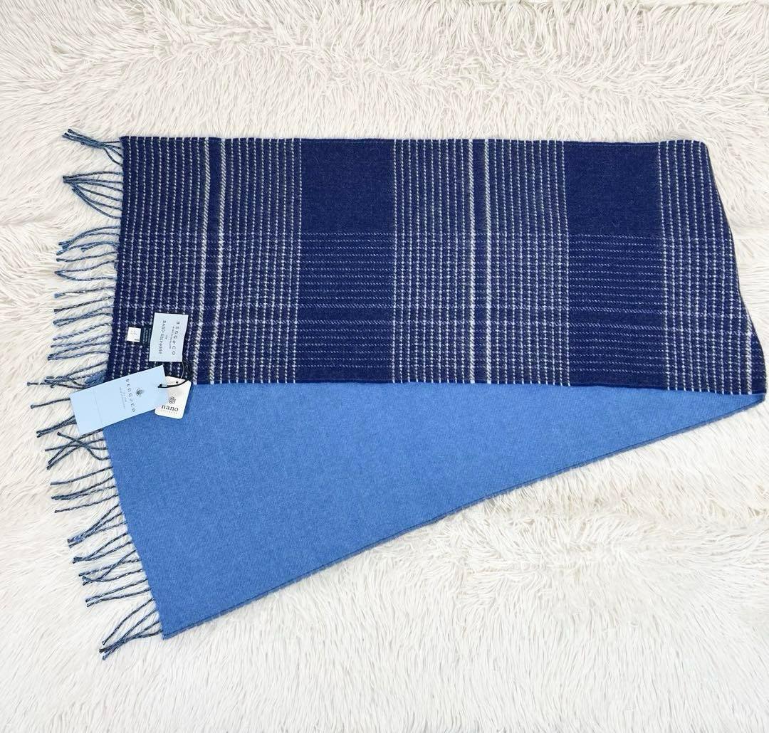 BEGG&COウールアンゴラ　チェックマフラー　リバーシブル　ナノユニバース別注