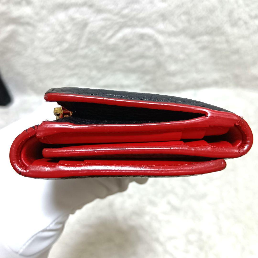 クリスチャンルブタン　三つ折り財布　ブラック　レッド　レザー　パルマ