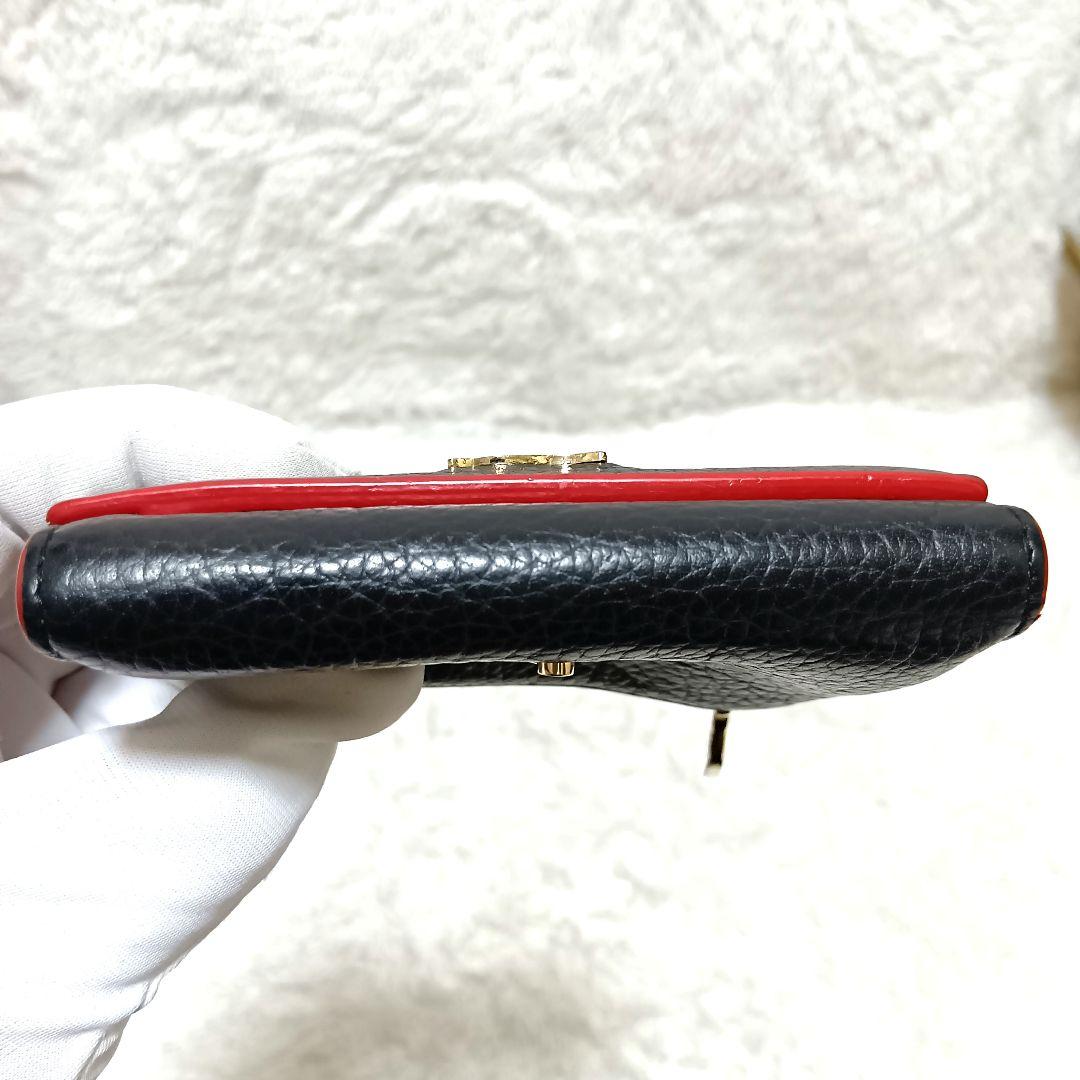 クリスチャンルブタン　三つ折り財布　ブラック　レッド　レザー　パルマ