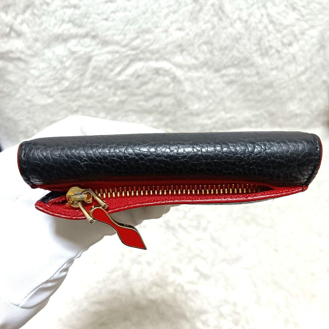 クリスチャンルブタン　三つ折り財布　ブラック　レッド　レザー　パルマ