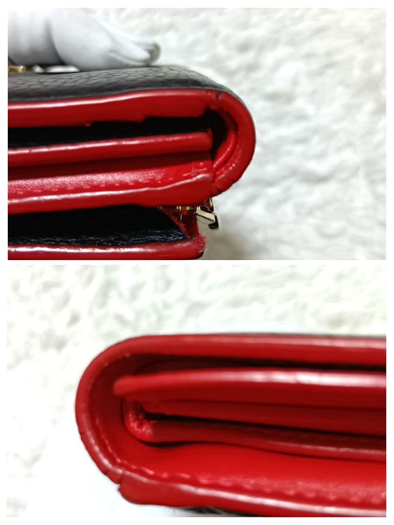 クリスチャンルブタン　三つ折り財布　ブラック　レッド　レザー　パルマ