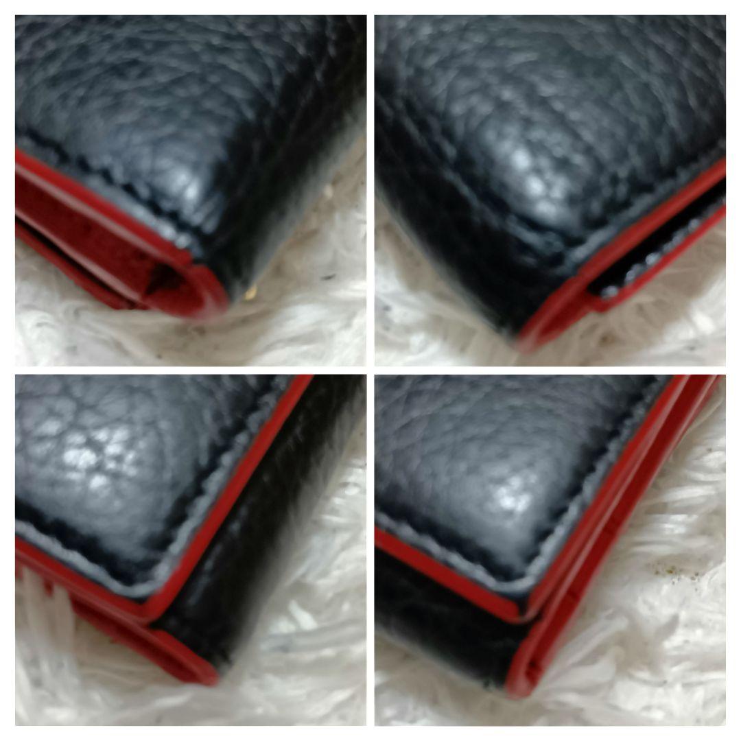 クリスチャンルブタン　三つ折り財布　ブラック　レッド　レザー　パルマ