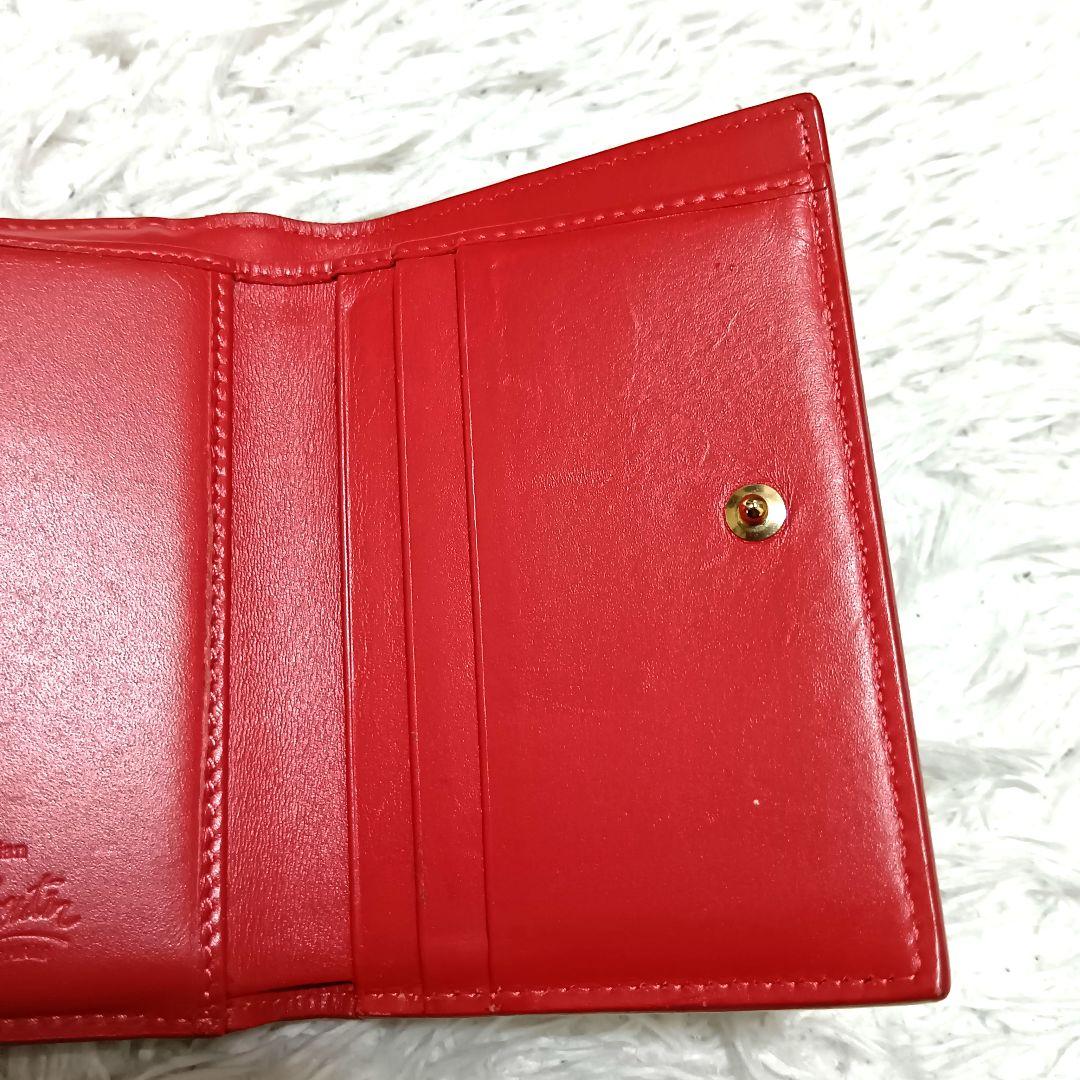 クリスチャンルブタン　三つ折り財布　ブラック　レッド　レザー　パルマ