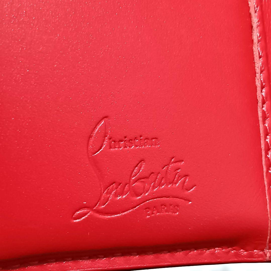 クリスチャンルブタン　三つ折り財布　ブラック　レッド　レザー　パルマ