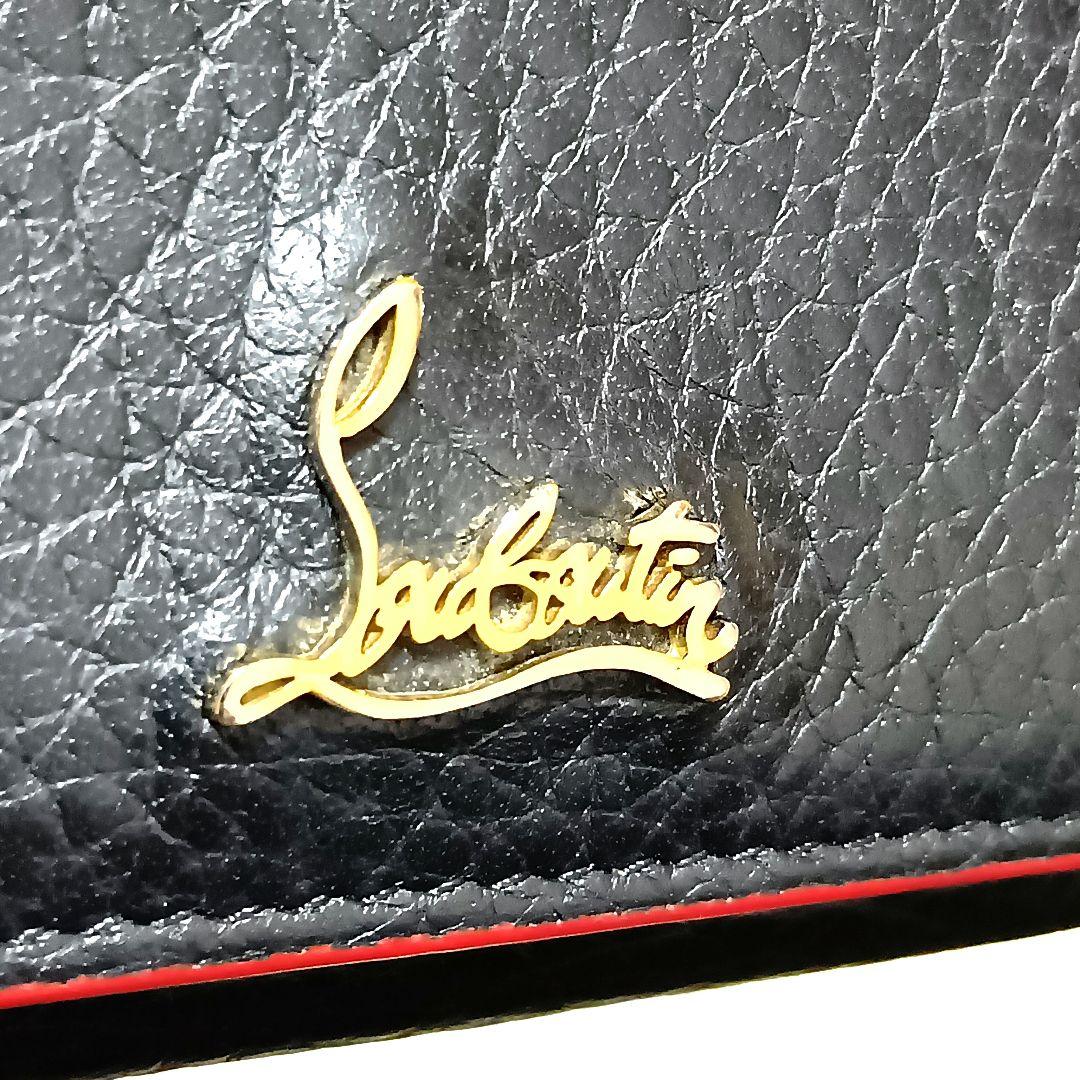 クリスチャンルブタン　三つ折り財布　ブラック　レッド　レザー　パルマ