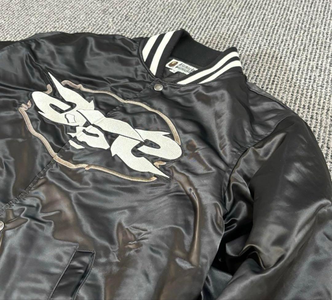 APE エイプ 刺繍 スタジャン ブラックM メンズ