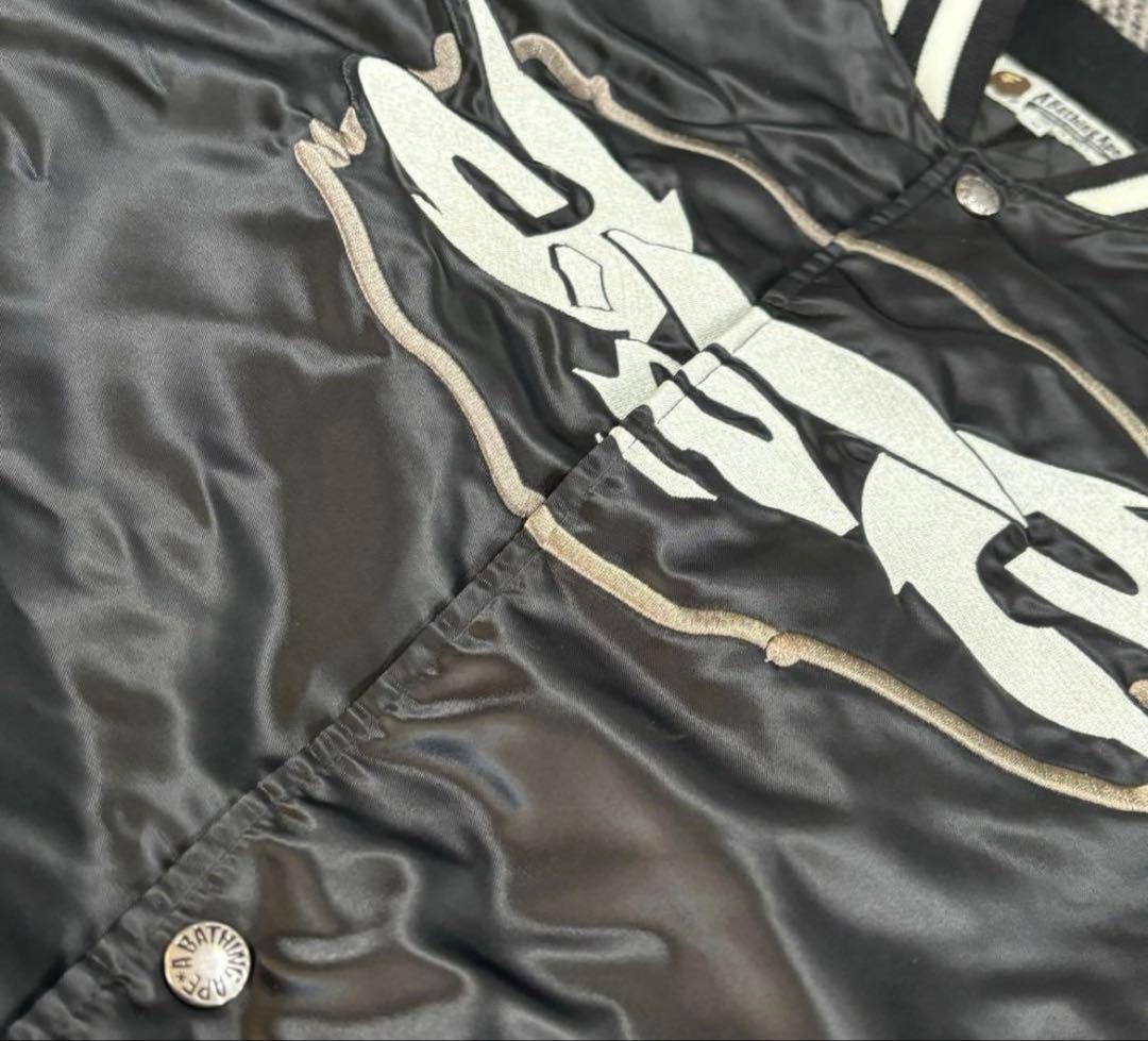 APE エイプ 刺繍 スタジャン ブラックM メンズ