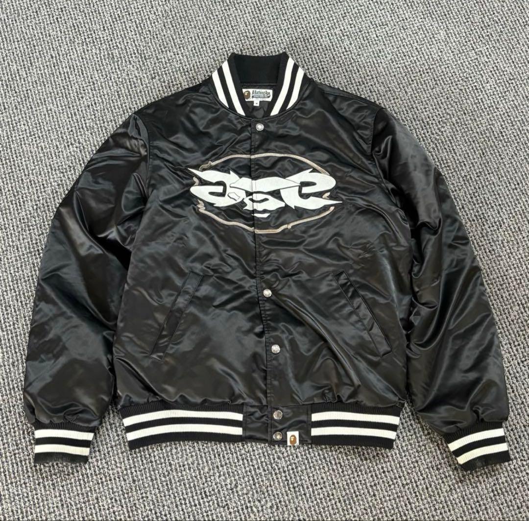 APE エイプ 刺繍 スタジャン ブラックM メンズ