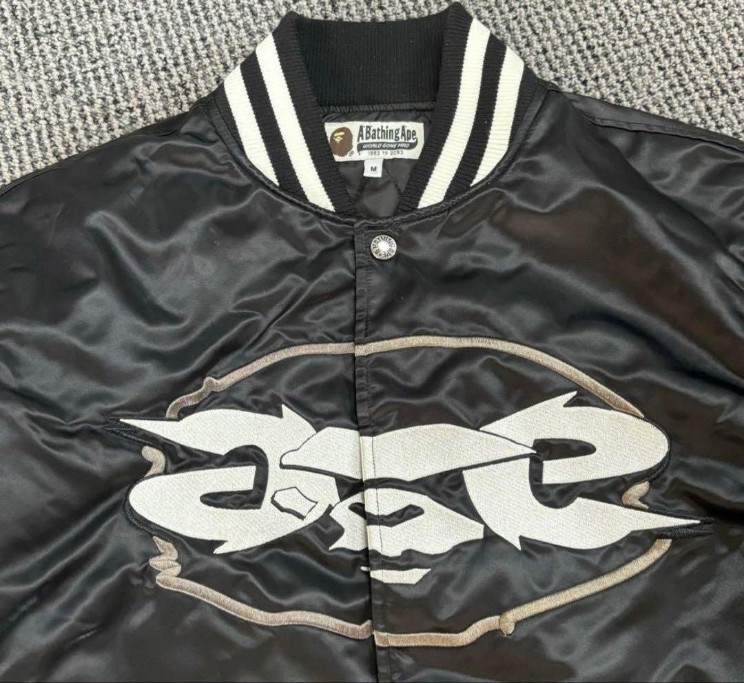 APE エイプ 刺繍 スタジャン ブラックM メンズ