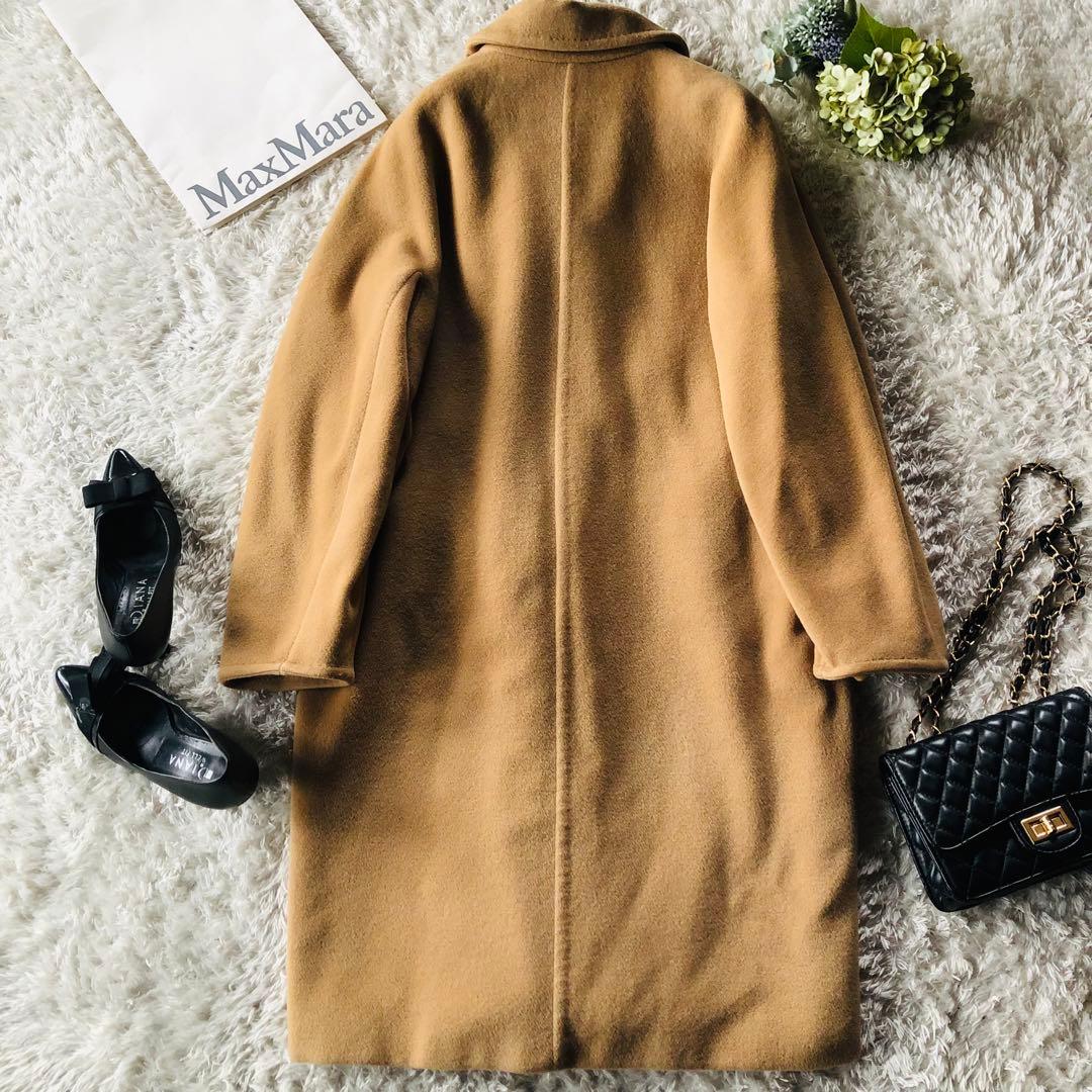 美品✨マックスマーラ ロングコート カシミヤ 女優襟 白タグ キャメル 40