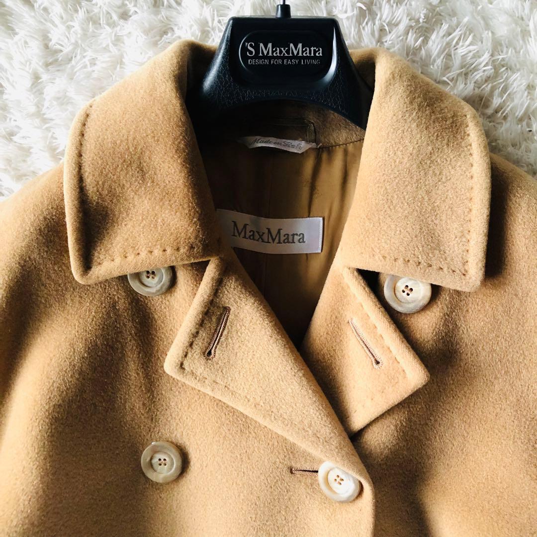 美品✨マックスマーラ ロングコート カシミヤ 女優襟 白タグ キャメル 40