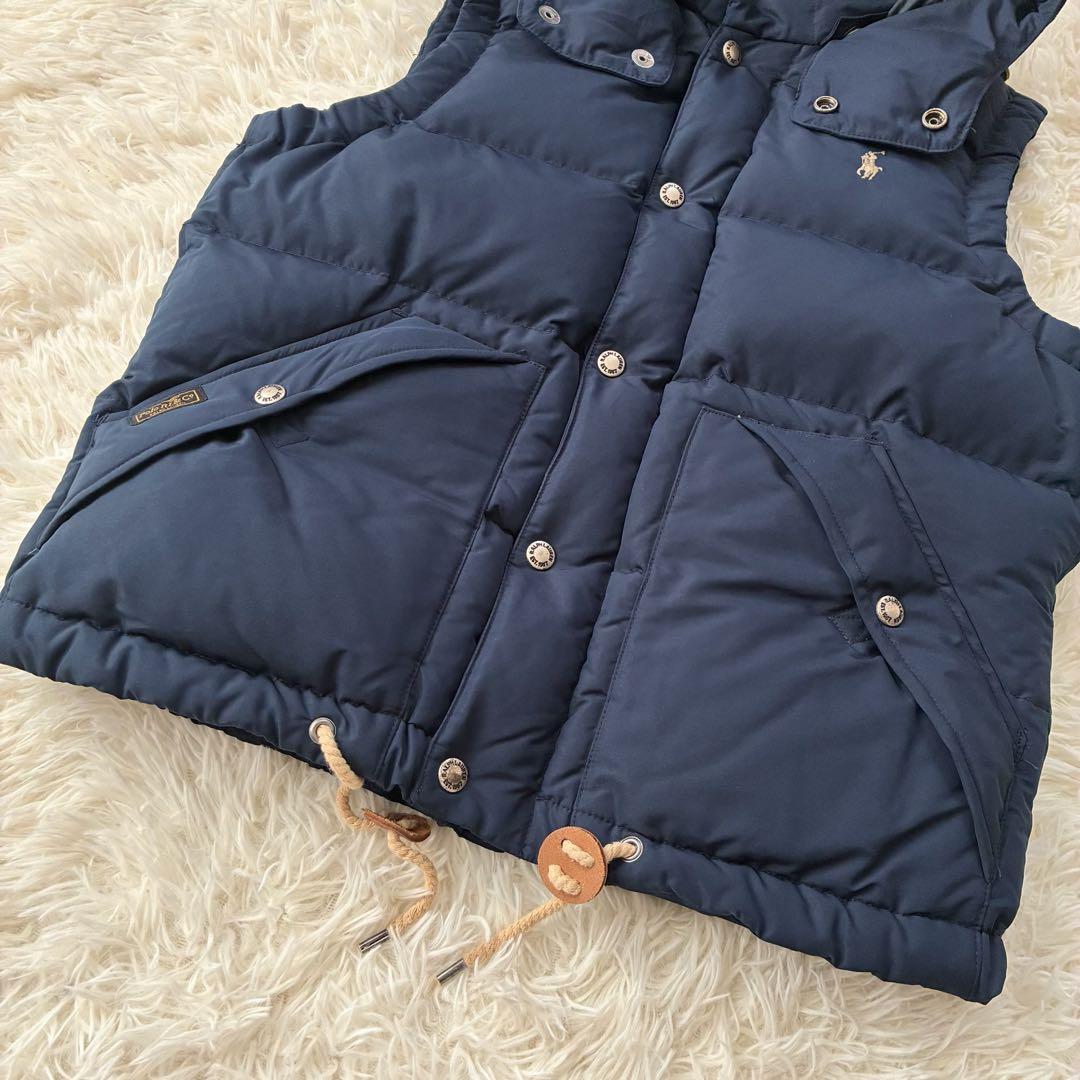 ポロラルフローレン ダウンベスト ポニー刺繍　紺　M　現行タグ　2way　フード