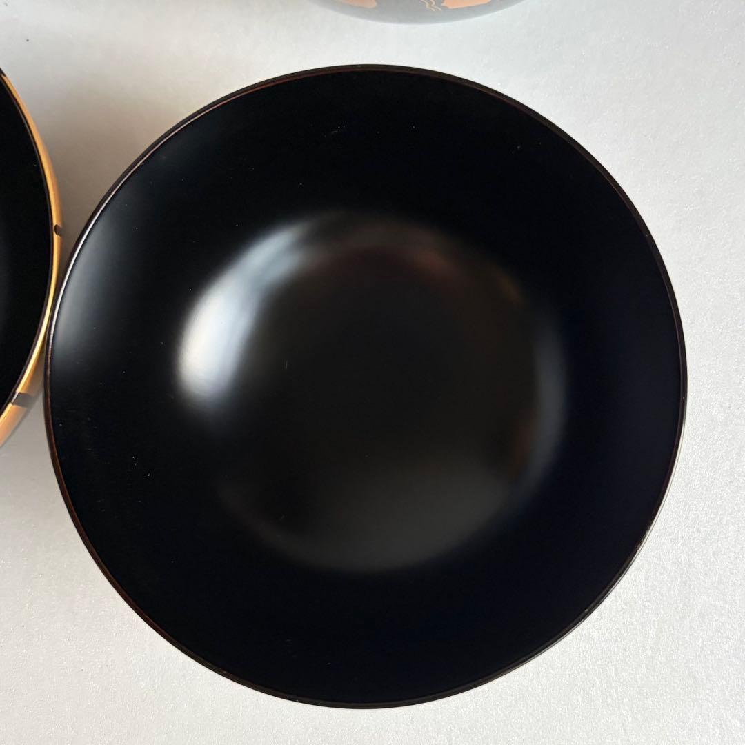 木製漆器　金蒔絵吸物椀五客　お椀　蓋付き椀　雑煮椀　お雑煮椀