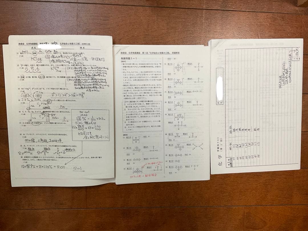 鉄緑会高3化学大浦先生授業冊子1年間全回分